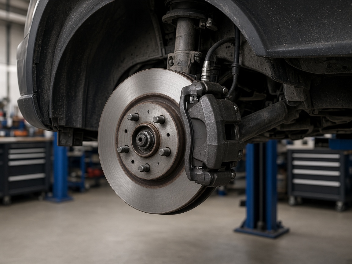 Brake rotor and caliper service on a lifted vehicle